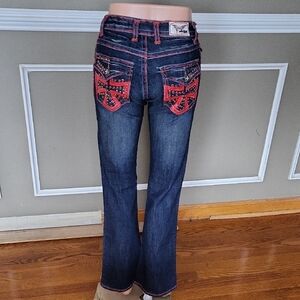 Laguna Beach Women's Flare Jeans with Red Details Size 25